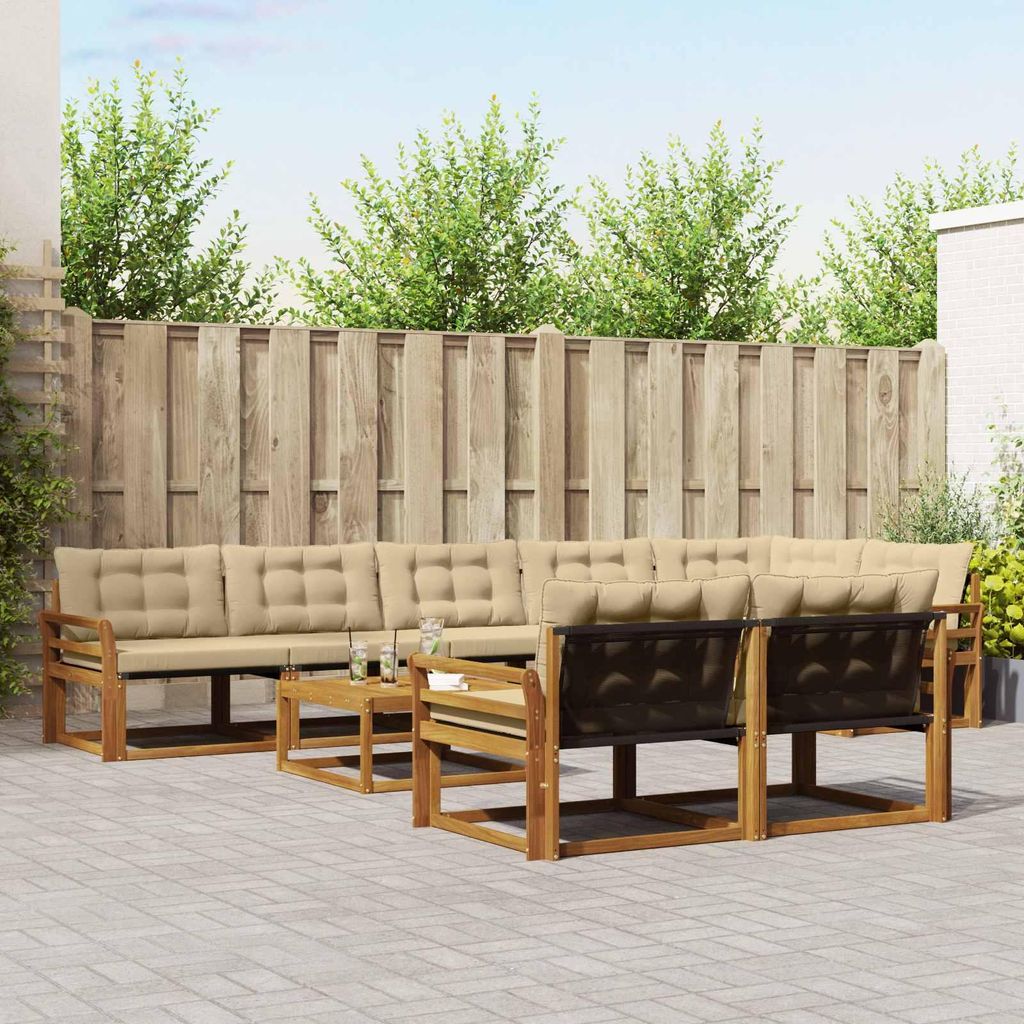 "Summerschlussverkauf"Outdoor-Sofagarnitur - CLORIS - Balkonmöbe/Sitzgruppe - mit Kissen 9 pcs - Moderne Design - Natur und Beige - Gartensofas DE...
