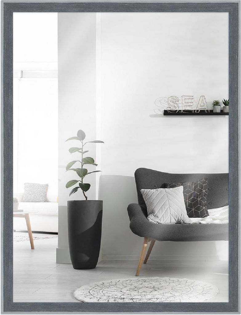 Spiegel für die Wand aus Naturholz, grau, 30 x 45 cm – MendeFrames