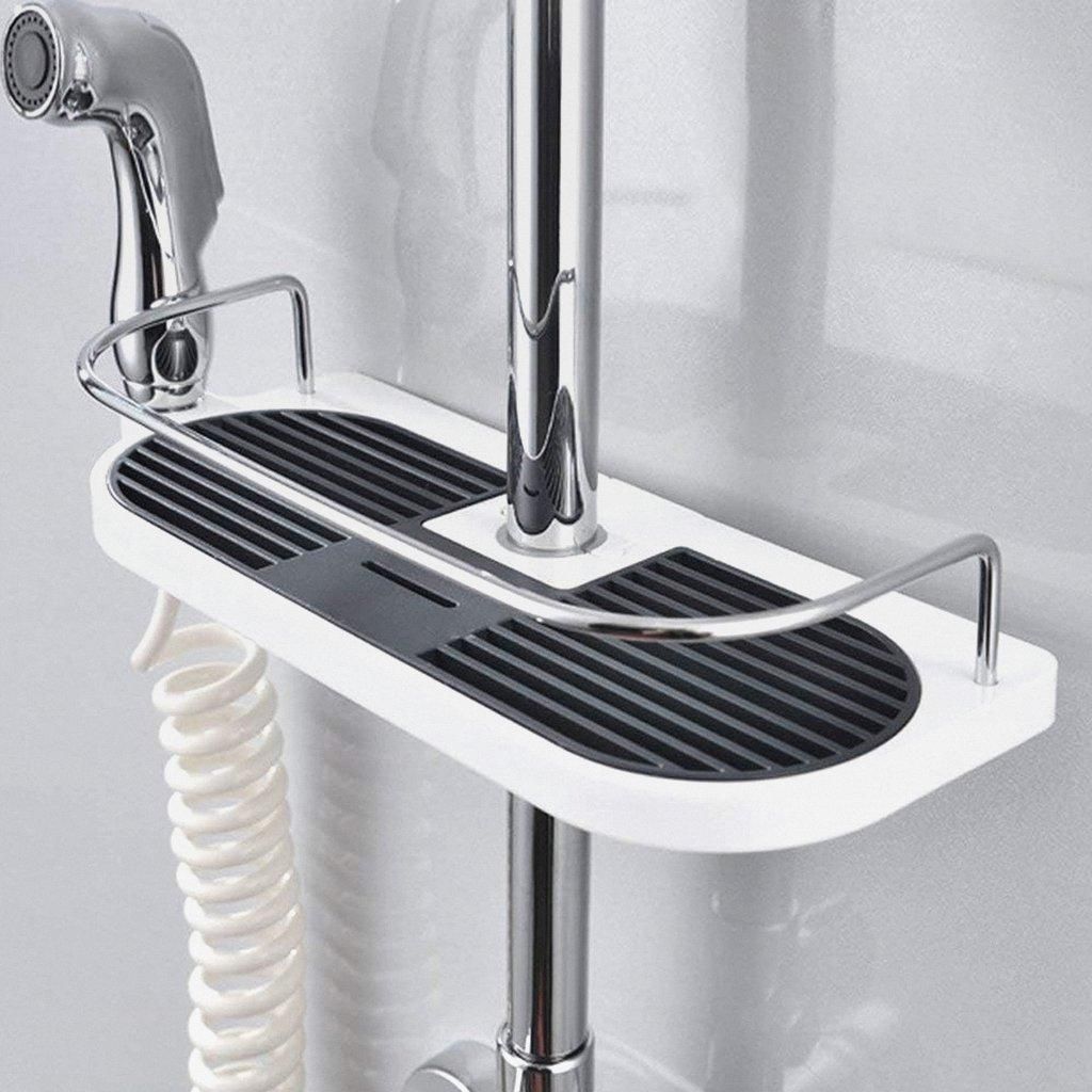 Duschablage für die Duschstange, Bohren Dusche Ablage Badezimmer Dusche Rack Verstellbar Höhe, Für Duschstange mit Durchmesser von 19mm - 25mm
