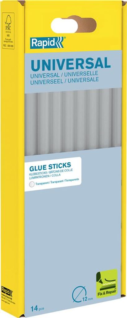 Rapid Klebepatrone Universal Transparent 12 mm Durchmesser Länge: 190 mm 14 Stück
