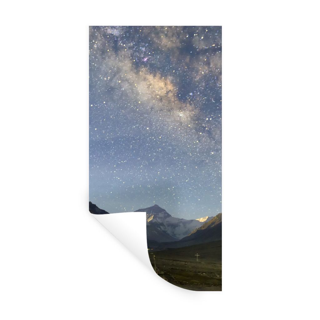 MuchoWow Wandtattoo Wandsticker Wandaufkleber Sternenhimmel - Berge - Tibet 80x160 cm Selbstklebend und Repositionierbar - Sticker - Dekorfolie