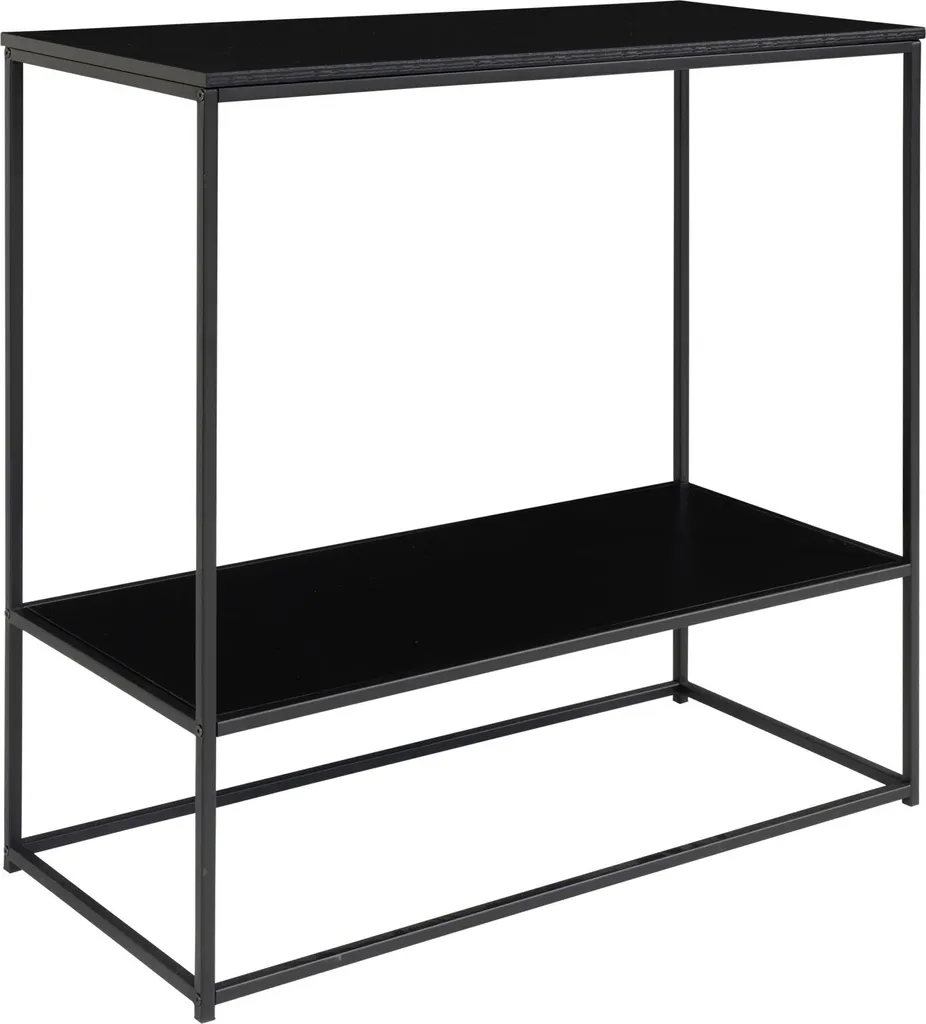 Console de salon Vita en bois et métal noir, meuble d'appoint élégant