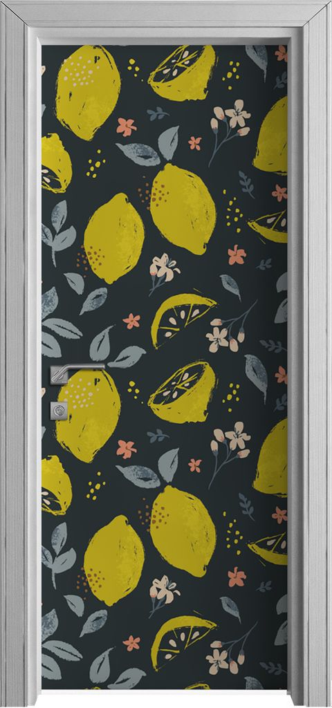 Tür Selbstklebende 80x210 cm Türfolie Türtapete Klebefolie - Zitrone Zitrusfrüchte