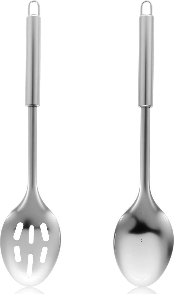 2 Stück Servierlöffel Edelstahl Küche Solid Schaumlöffel, Kochlöffel Große Rühren Löffel, Mischen, Servieren, Vorlegelöffel Serving Spoon,...