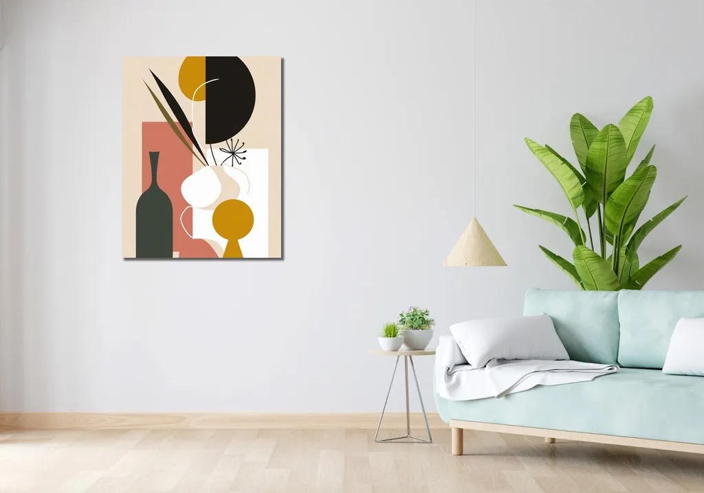 Tableau abstrait 70x90 nature morte - Toile texturée grand format chic - 2