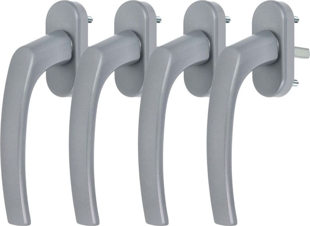 4 x Alu Fenstergriff in Silber F1 - Stiftlänge 45mm