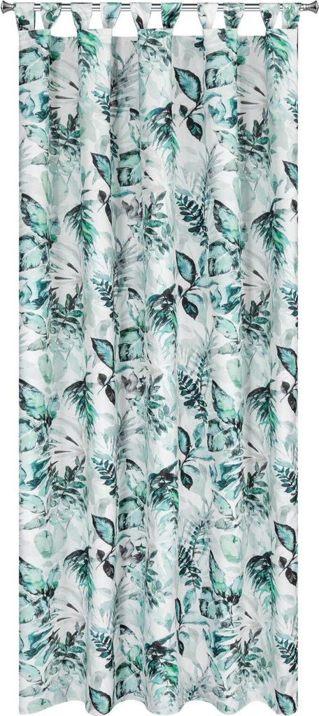 Eurofirany Garten Vorhang Blätter Schlaufen Wasserdicht grün weiß 240 cm x 155 cm
