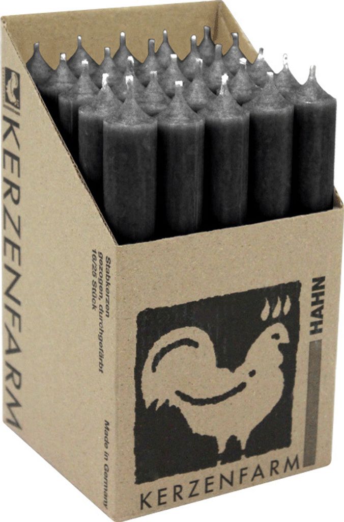 Stabkerzen aus Paraffin, 180/22 mm, Schwarz, KERZENFARM Produktbild 2