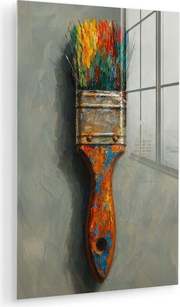 MuchoWow Glasbilder - Bilder auf Wandbild - Foto auf Glas Farbe - Pinsel - Malerei 80x120 cm Wanddekoration aus Glas - Acrylglasbild - Acrylbilder ...