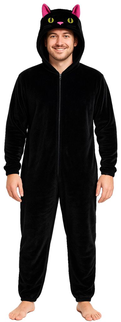 Katzenkostüm FOXXEO schwarz für Herren, Gr. M-4XL, Produktbild 