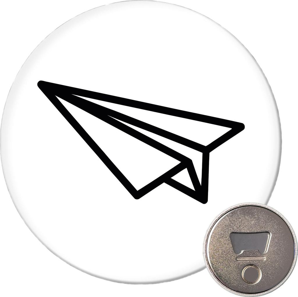 Huuraa Magnet Papierflieger Flieger 59mm Kühlschrankmagnet rund Flaschenöffner Geschenkidee