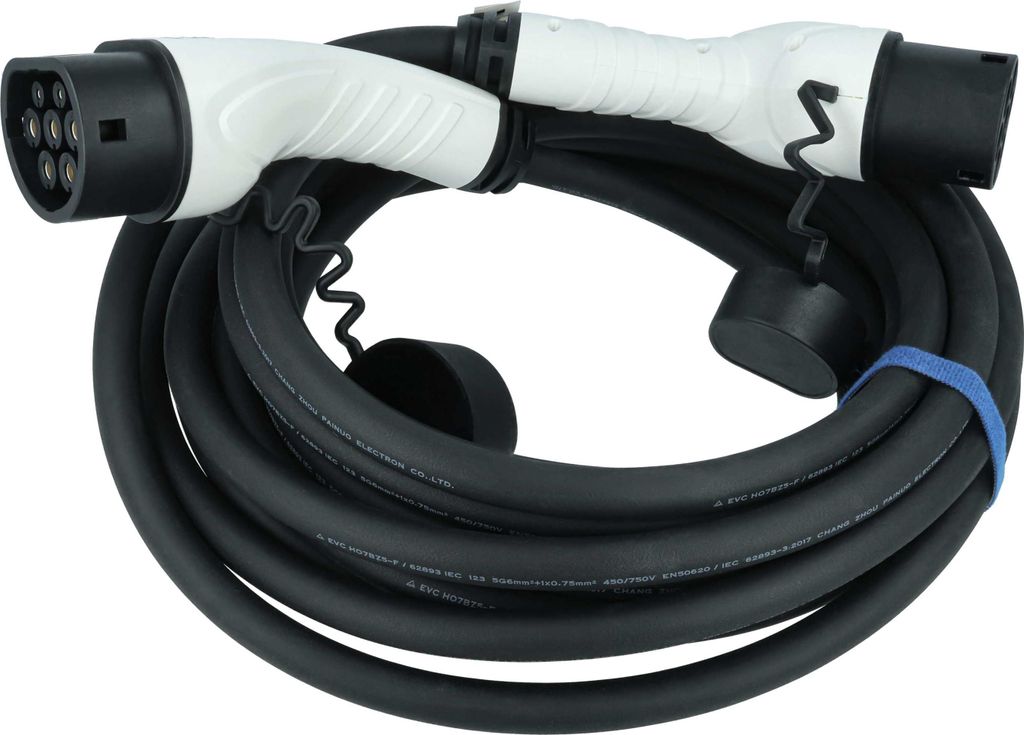 vhbw Typ 2 Ladekabel 22 kW 32 A 3-phasig 10 m kompatibel mit Renault Zoe E-Tech, Zoe E-Auto - Kabel für Wallbox & Ladestation