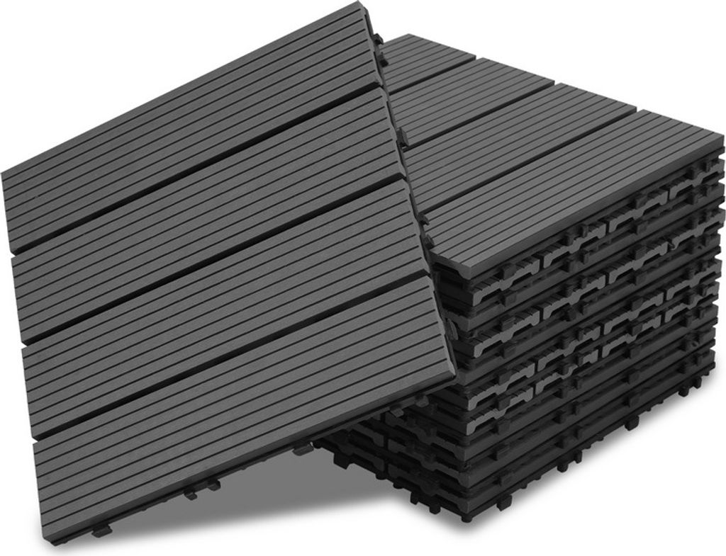 Clanmacy Terrassenfliesen aus Kunststoff, Klicksystem, WPC Fliese,30 x 30cm, 22 Stück (2m²)