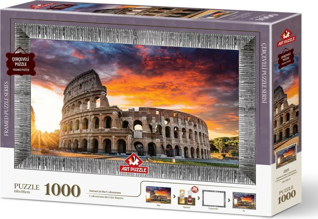Art Puzzle 1000 pièces Colisée au coucher de soleil avec cadre et colle