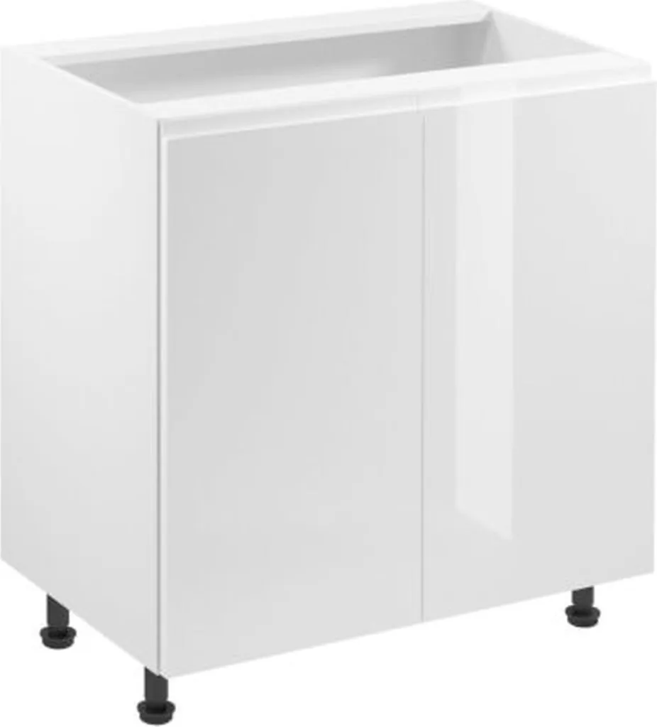 Meuble bas de cuisine brillant avec rangement double porte Largeur 80cm
