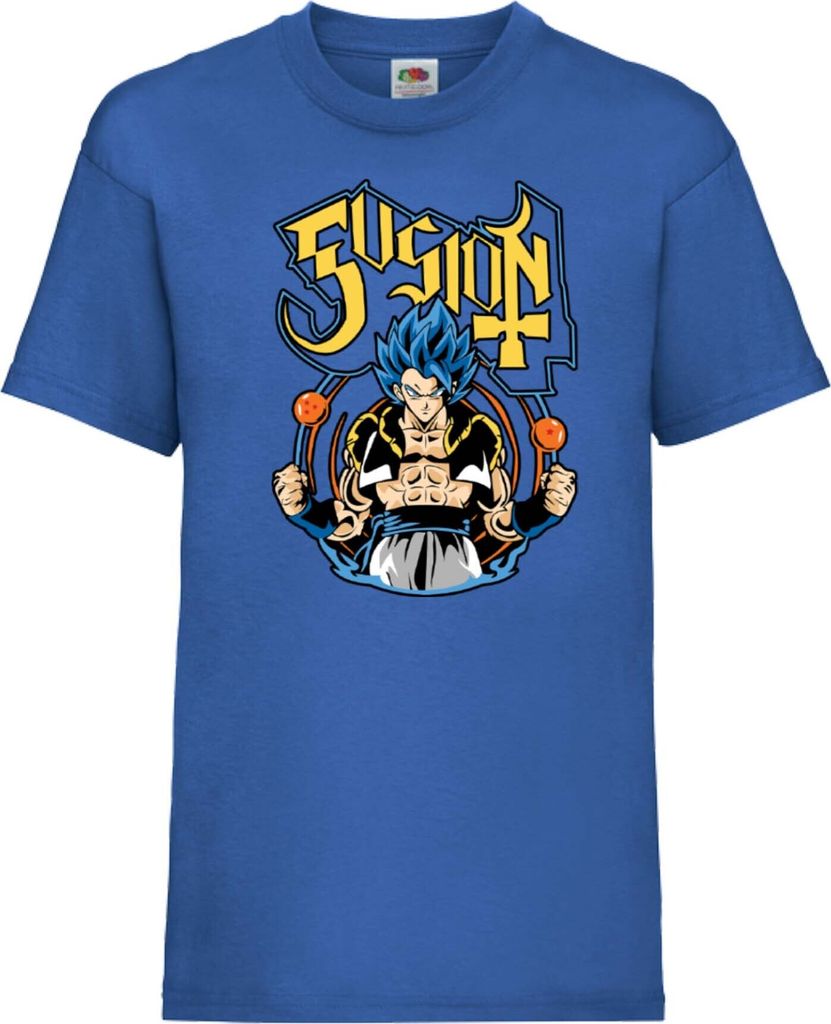 Kinder T-Shirt Japan Animation Manga Anime Comics Dragon Anime Manga Ball Z Gogeta Fusion Var-013 Fusion Sayian, 5-6 Jahr - 116 / Blau