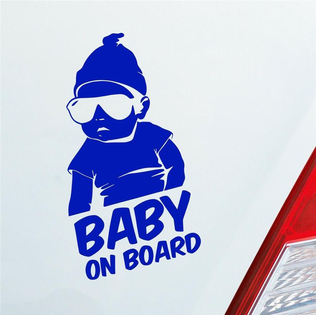 Auto Aufkleber Baby an Board Baby an Bord 19x10 cm Dunkelblau Sticker Heckscheibenaufkleber