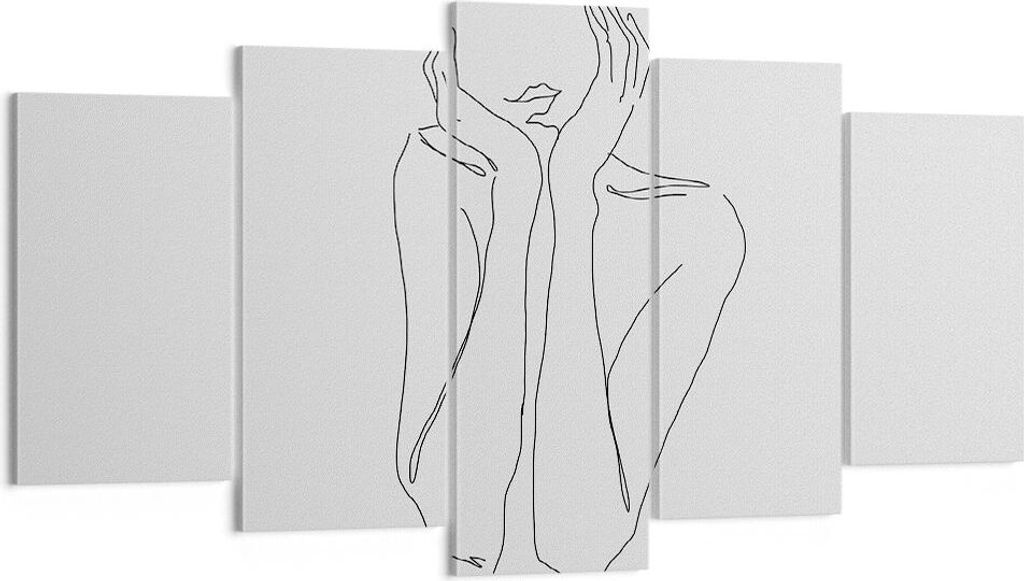 Bild auf Leinwand - Leinwandbild - 5 Teile - Träumerei Frau Skizze - 160x85cm - Wand Bild - Wanddeko - Wandbilder - Leinwanddruck - Bilder - Wandd...