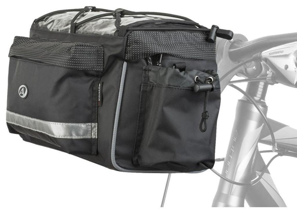 Fahrrad-Lenkertasche A-H721 QRX7 mit Halterung und Schultergurt, schwarz