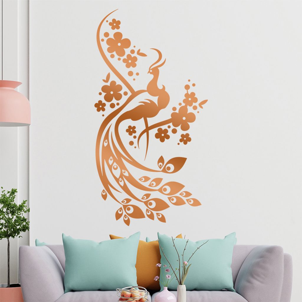 Vogel Ranke Blüte Wandtattoo in 6 Größen - Wandaufkleber Wall Sticker - Dekoration, Küche, Wohnzimmer, Schlafzimmer, Badezimmer