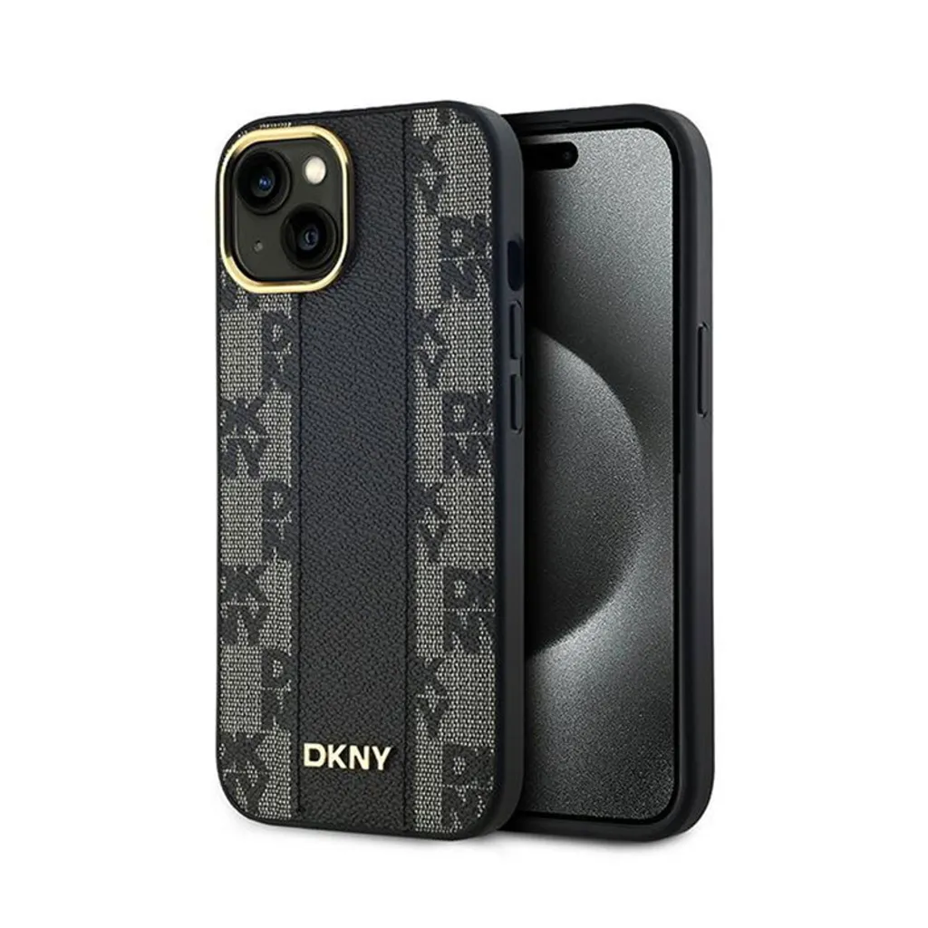 Cover iPhone 15 DKNY MagSafe Pelle Nera - Street Style New York