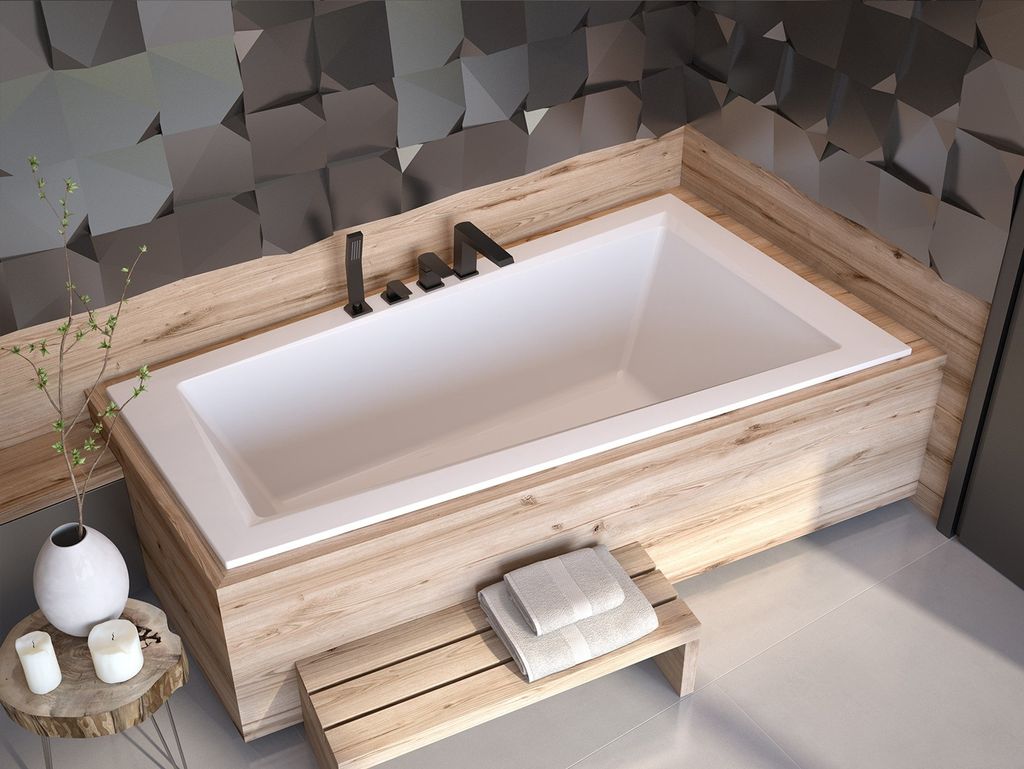 BADLAND Eckbadewanne Rechteck Badewanne Intima SLIM RECHTS 150x85 Rand 15mm mit Ablaufgarnitur, Füßen und Styroporverkleidung mit Ablage 4cm GRATIS