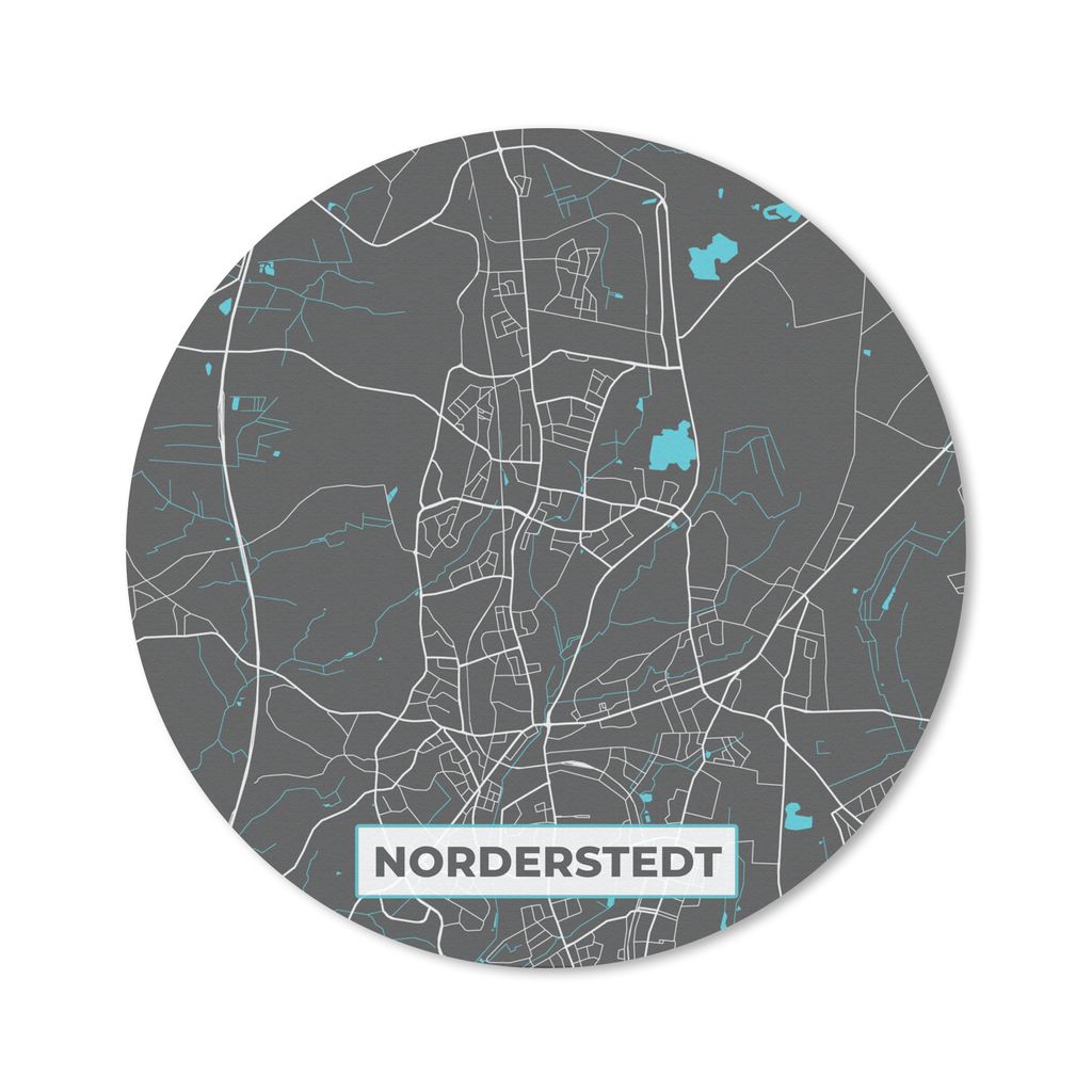 MuchoWow Mauspad Mousepad Stadtplan - Karte - Norderstedt - Blau - Deutschland - Karte 20x20 cm - Mousepads - Maus Mat - Pad - Mausunterlage - Sc...