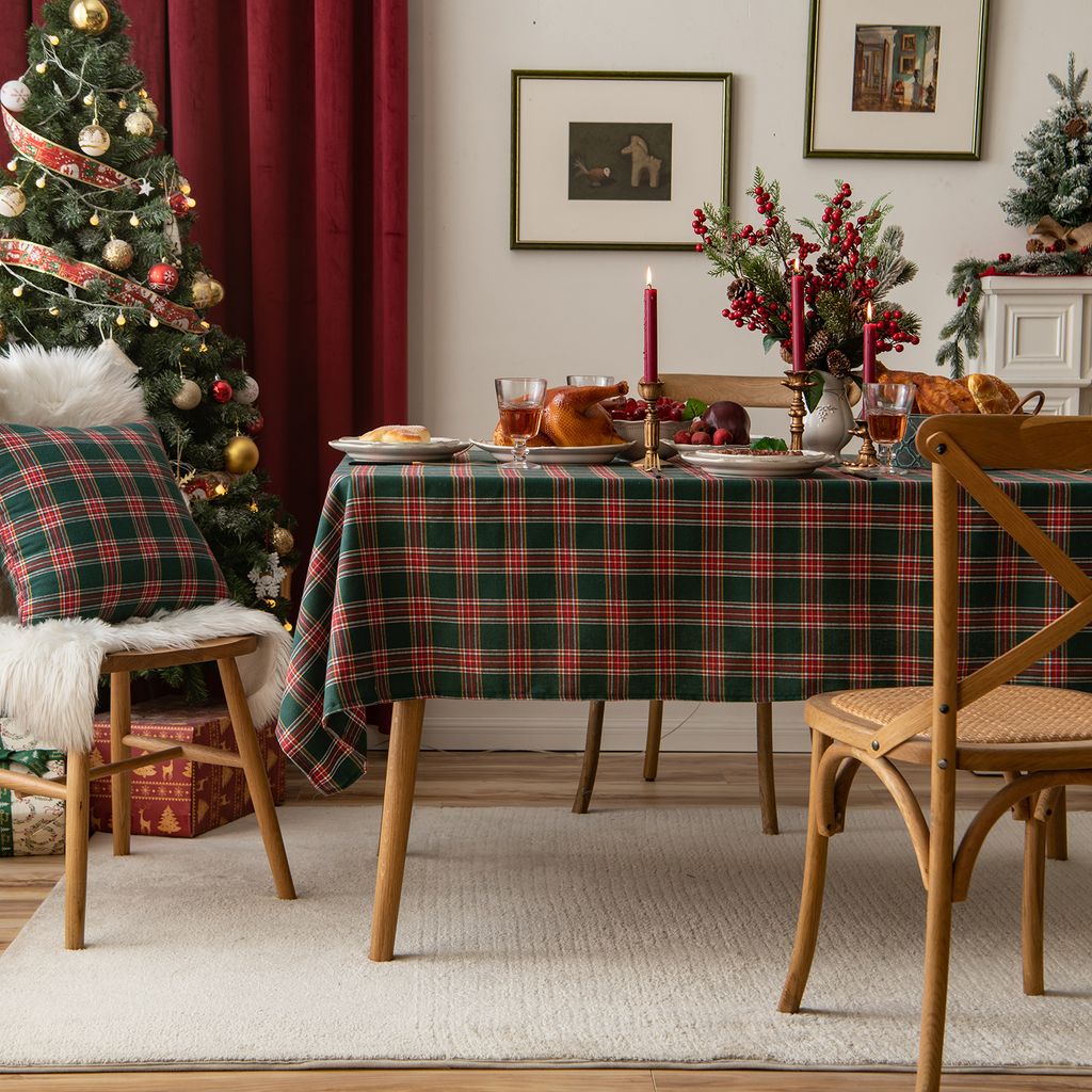 140*200cm Tischdecke Weihnachten Weihnachtstischdecke Karos Produktbild 