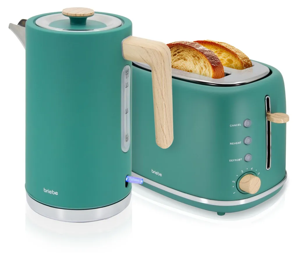 Set Briebe Nordic Verde: Tostapane e Bollitore per una Cucina da Sogno