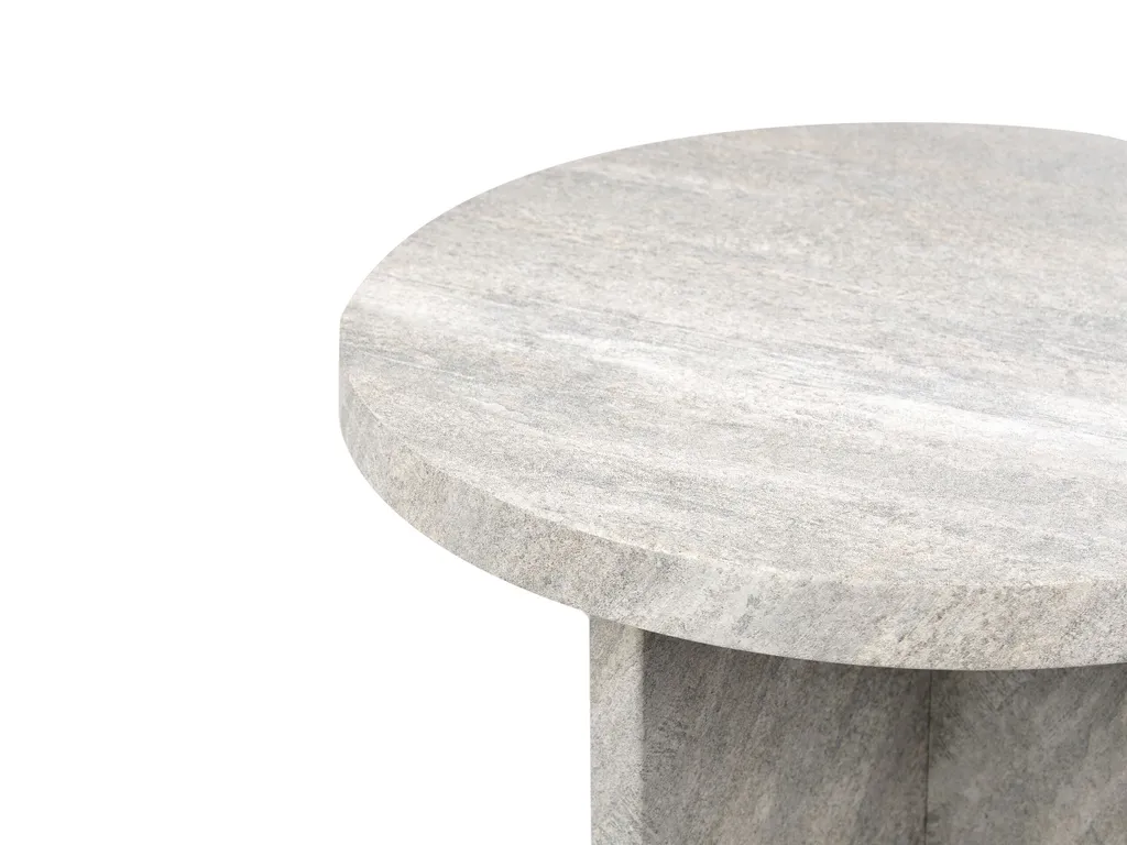 Table d'appoint stable et compacte 42 cm ronde grise effet minéral