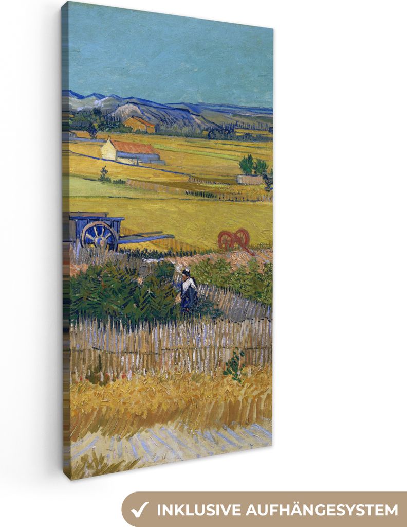 MuchoWow - Leinwandbilder - Die Ernte - Vincent van Gogh, Wandbild, Wanddeko Bilder Wohnzimmer, 20x40 cm