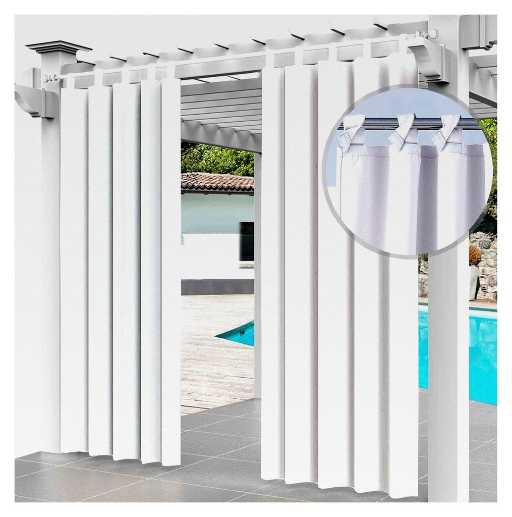 Outdoor Vorhang 2er Set Schlaufengardine 220 x 155 cm für Gartenlauben und Balkone