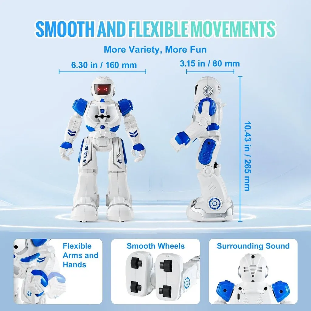 Robot RC programmable intelligent et télécommandé pour enfant bleu - 6