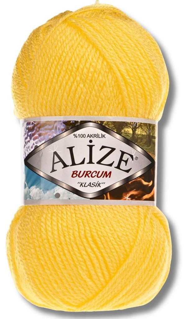 Alize 1x 100g Burcum Klasik Wolle, Uni, Häkeln, Stricken (Mimosa - 216)