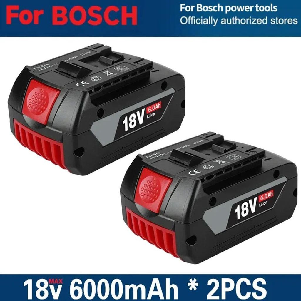 Akku 18V für Elektrowerkzeuge - Li-Ion Akkupack - 2er Set - Kapazität 6000mAh (6,0Ah) - Ersatzakku - Ohne Ladegerät - Grau