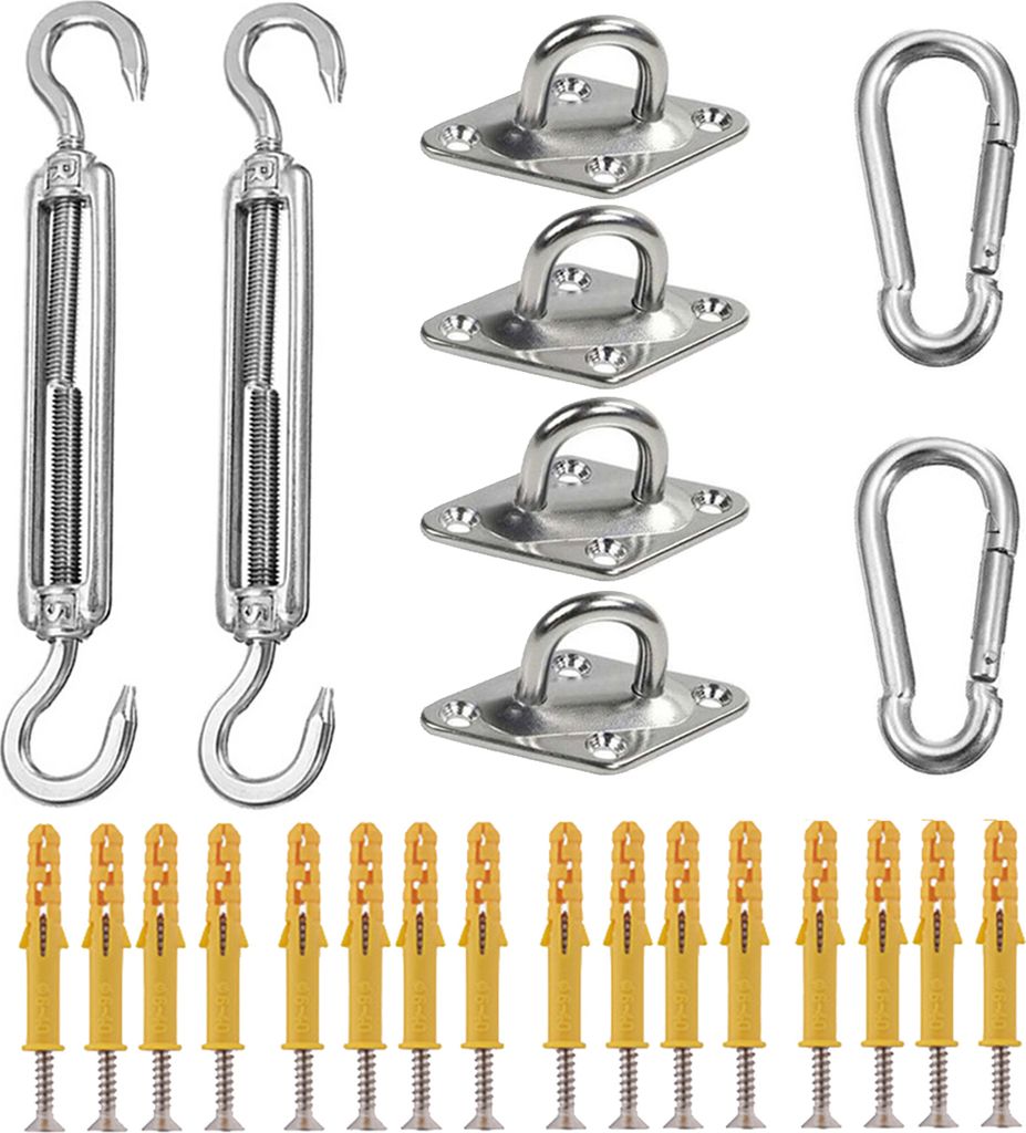 Schwerlast M5 Deckenhaken Sonnensegel Befestigungs, Deckenhaken Hängesessel 24 Pcs Sonnensegel Zubehör/Hochwertiger Edelstahl Montage Aufbau Set ...
