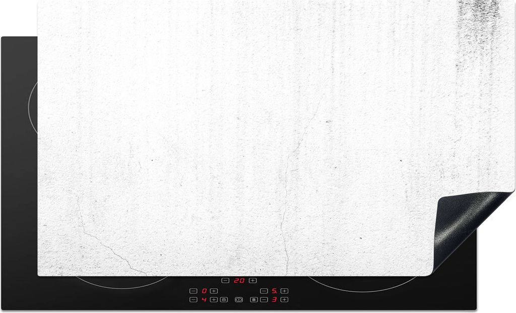 KitchenYeah Herdabdeckplatte Beton - Strukturiert - Weiß - Grau - Industriell , 89x51cm, Küche Deko, Glaskeramikfeld Herdabdeckung, Abdeckplatt...