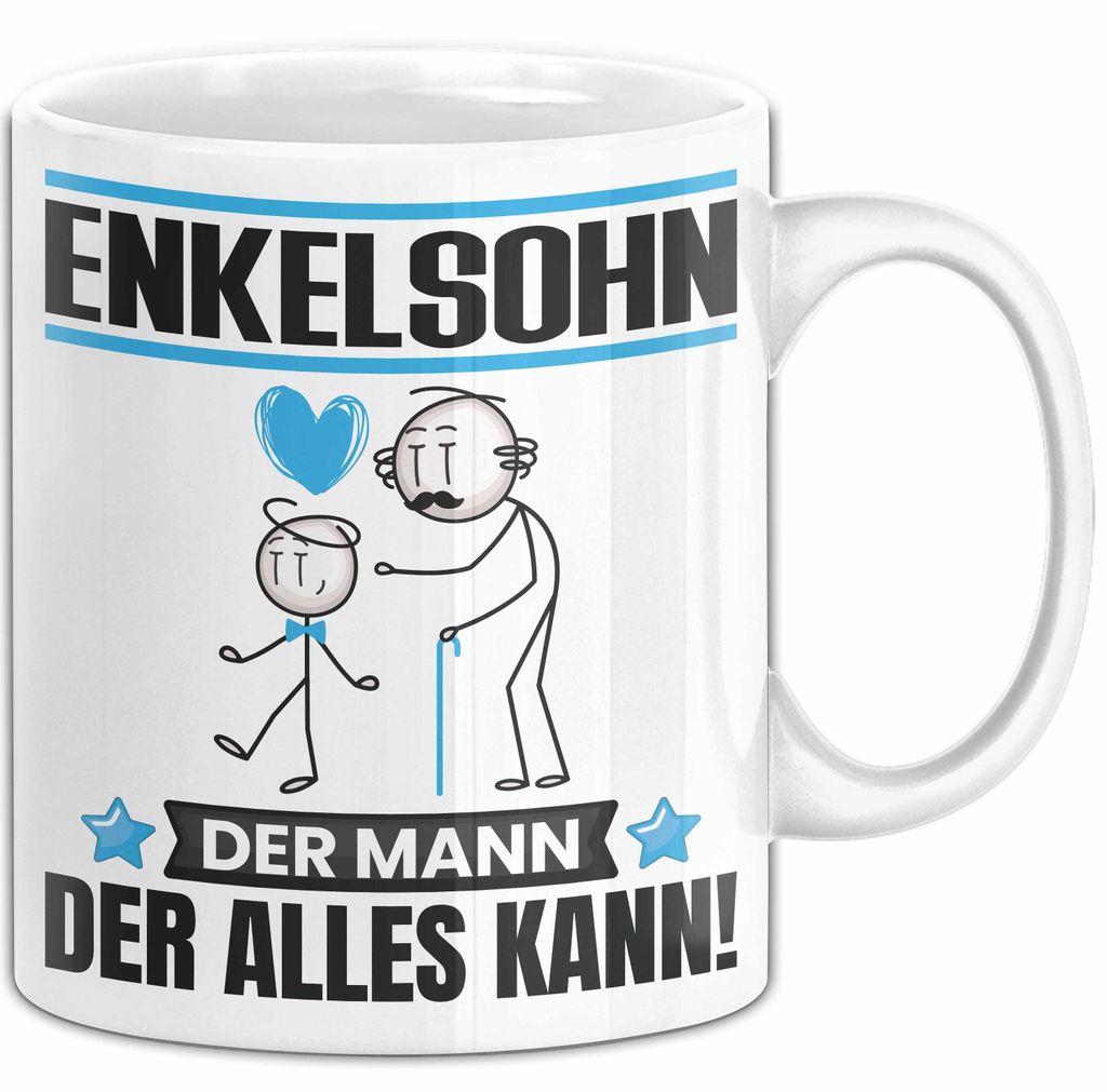 Enkelsohn Tasse Geschenk für Enkelsohn Der Mann Der Alles Kann Geschenkidee zum Geburtstag (Weiß)