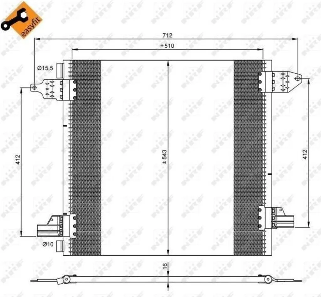 Condenseur de climatisation NRF 35702 - Classe M W163 - OE 1638300370