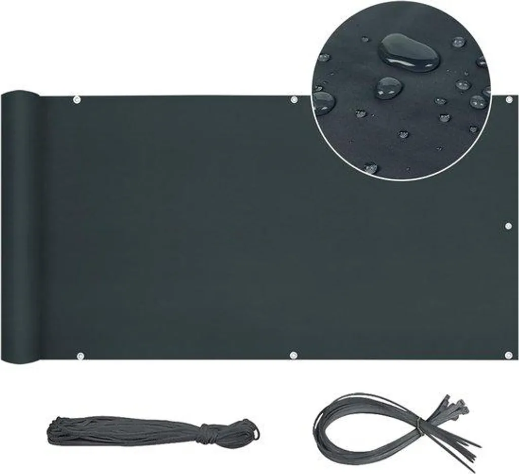 Protection balcon 80 x 300 cm anthracite occultant et anti-pluie