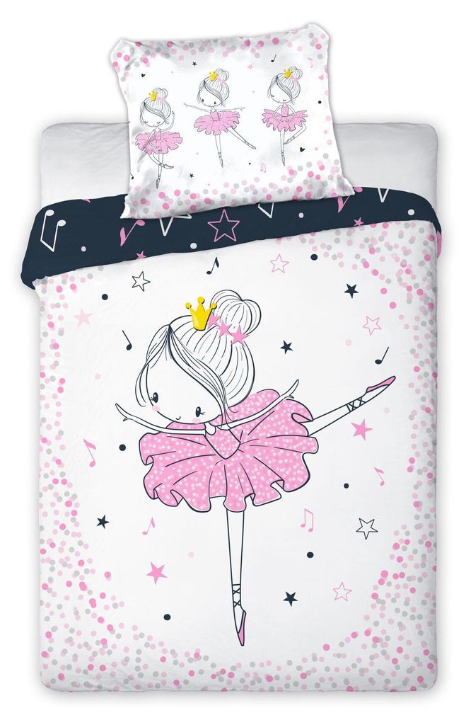 Baby Bettwäsche Set mit Ballerina 2 tlg. 100x135 cm 100% Produktbild 