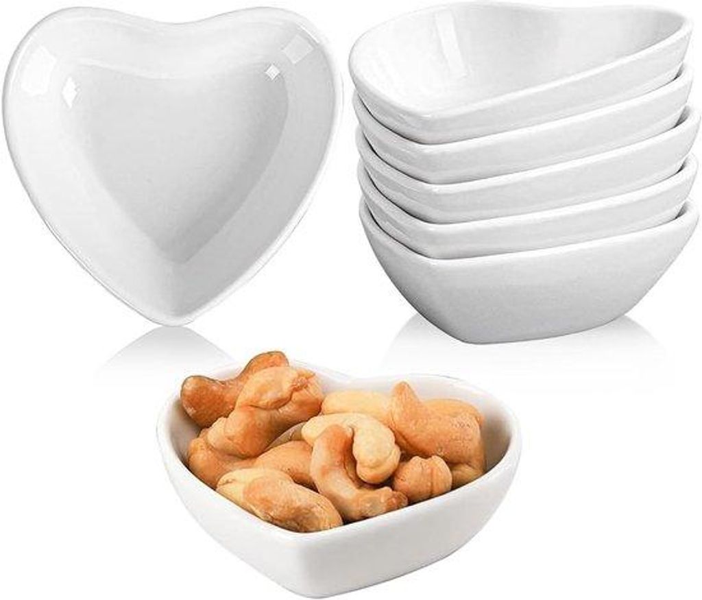 6-tegels Hartkeramik-Schalen-Set - Weißes Porzellan für Saucen und Appetithäppchen