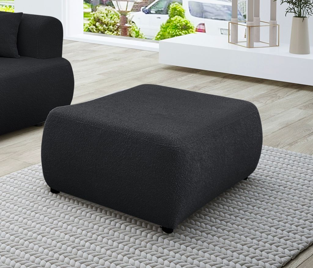 Polsterhocker Designerhocker Hocker ANIKE in Stoff Now or Never Schwarz