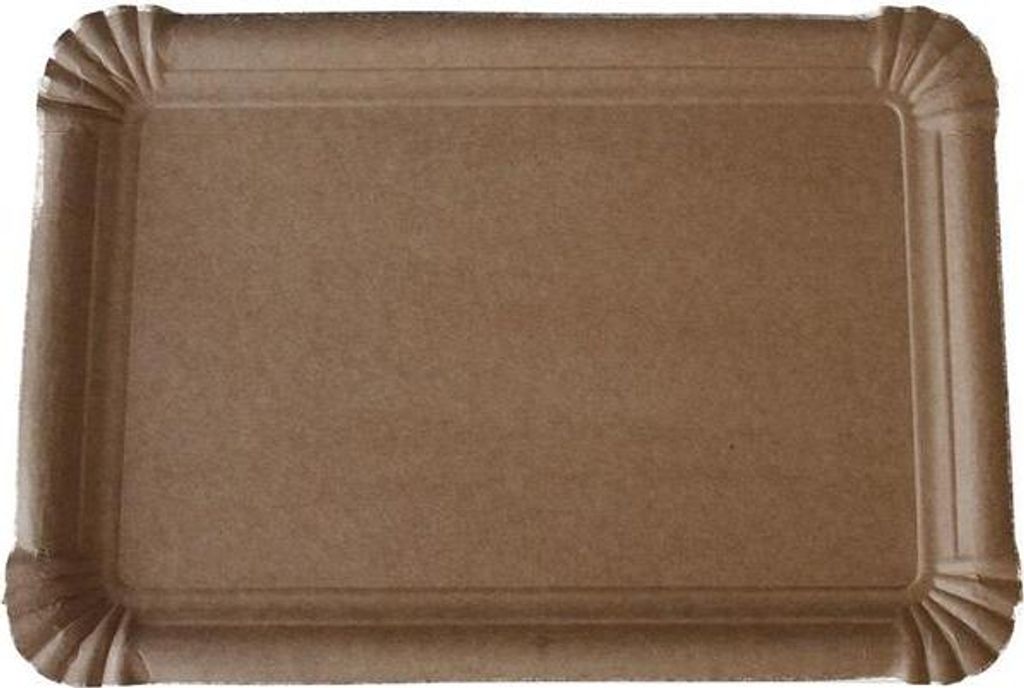 Pappteller Natur Braun, eckig,16 x 23 cm, 250 Stück, unbeschichtet
