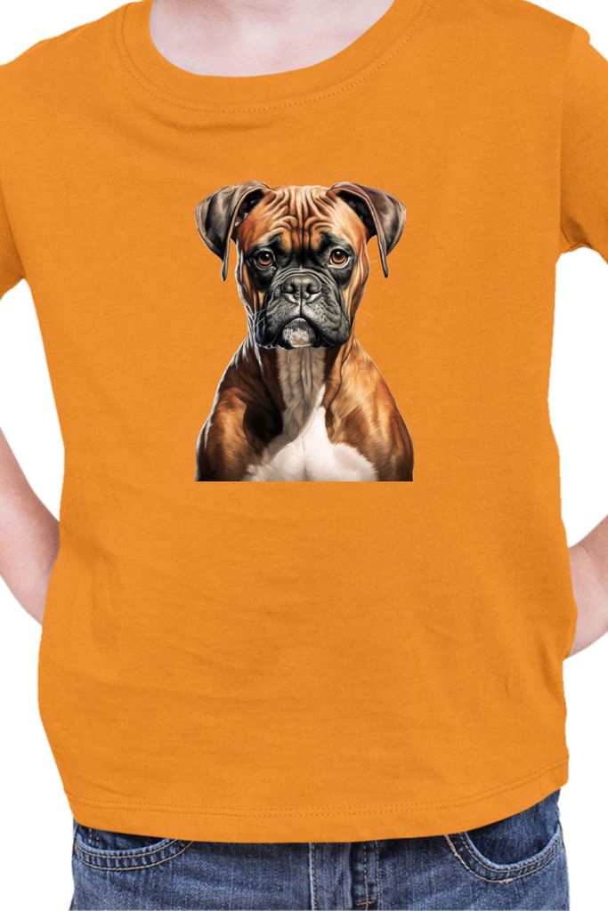 Kinder T-Shirt Dogs Breeds Boxer Dog Breed 005, 7-8 Jahr - 128 / Orange