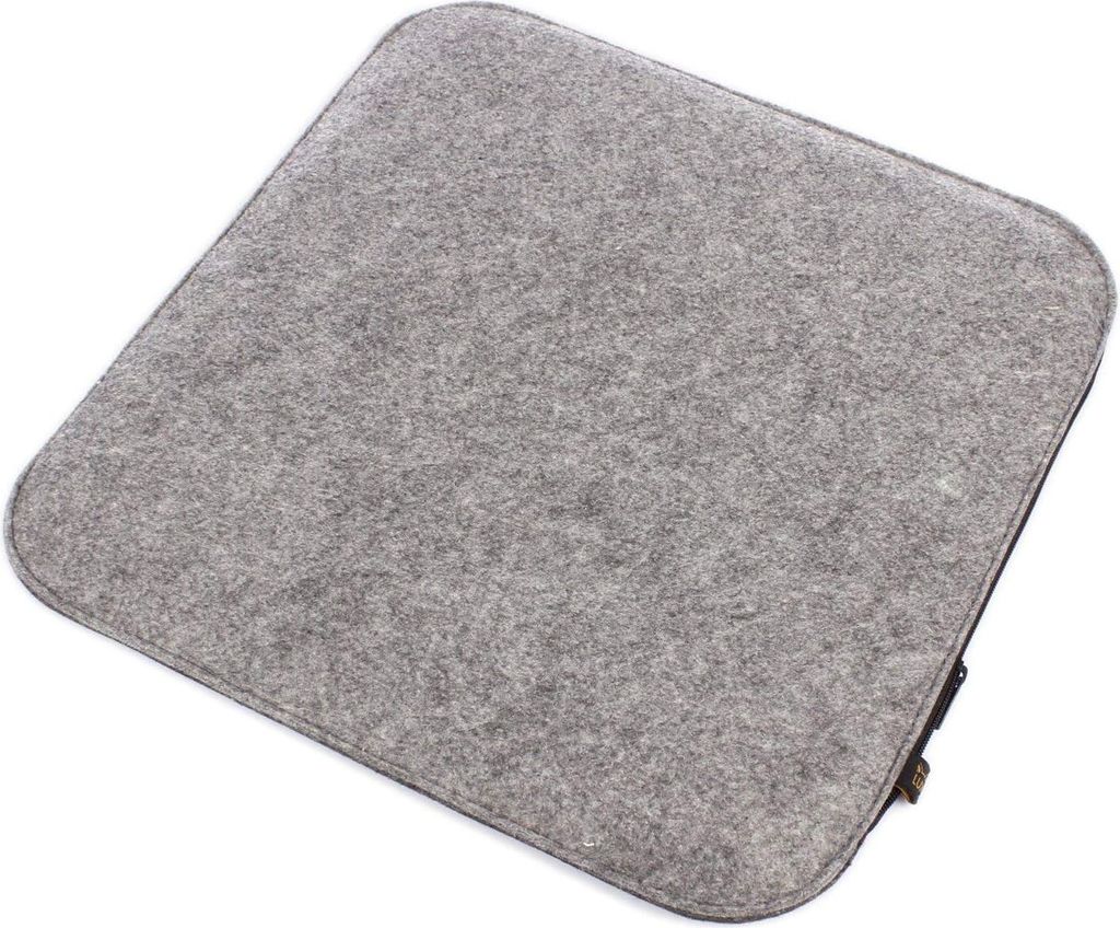 Filz Sitzkissen 4er Set in Graumeliert/dunkelgrau zum Wenden, waschbare Stuhlauflage mit Füllung inkl. Reissverschluss. Sitzauflage für Bank und ...