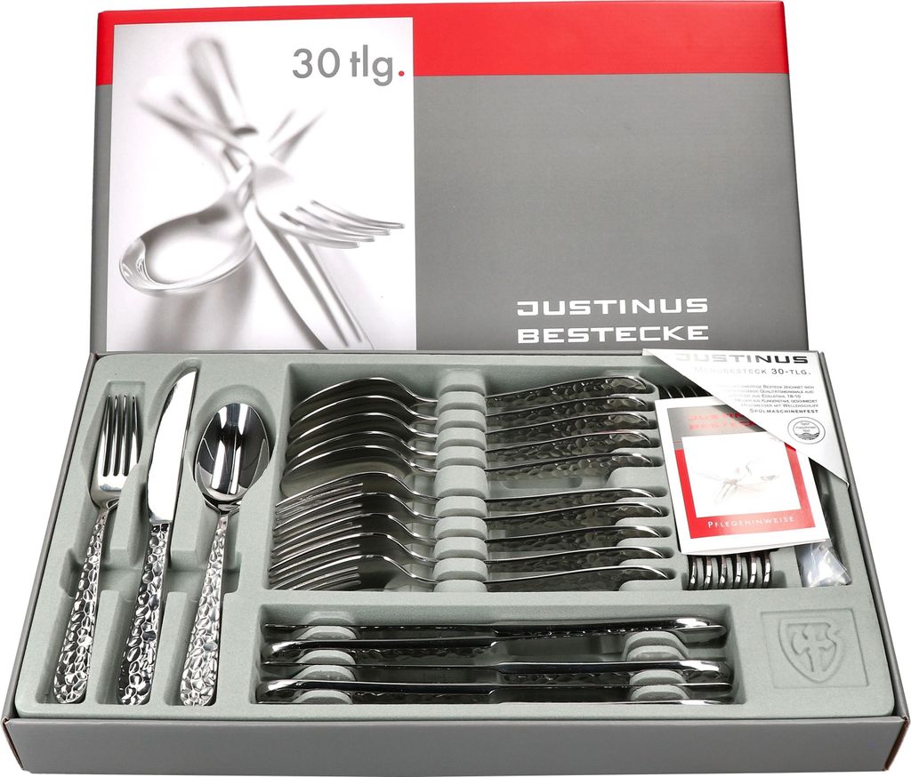 30tlg Invictus Komplett-Besteck-Set für 6 Personen Messer Gabel Löffel Edelstahl
