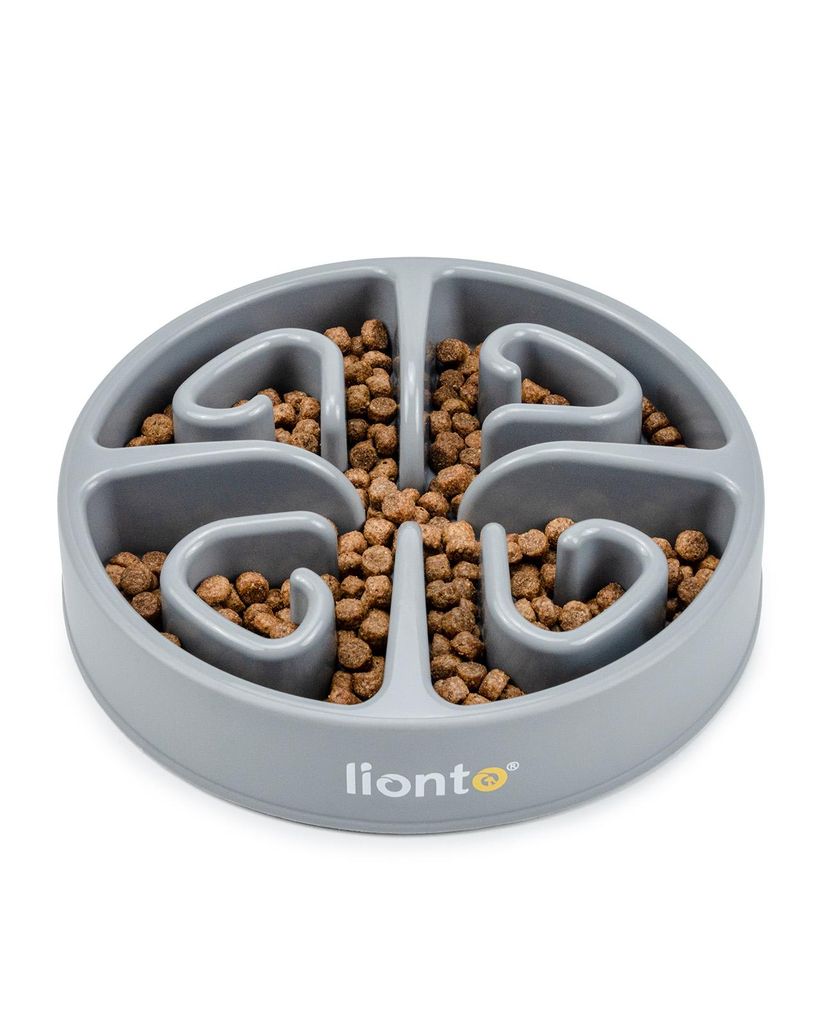 lionto Antischlingnapf für Hunde & Katzen mit Anti-Rutsch-Füßen, spülmaschinenfest & robust, 20 cm, hellgrau