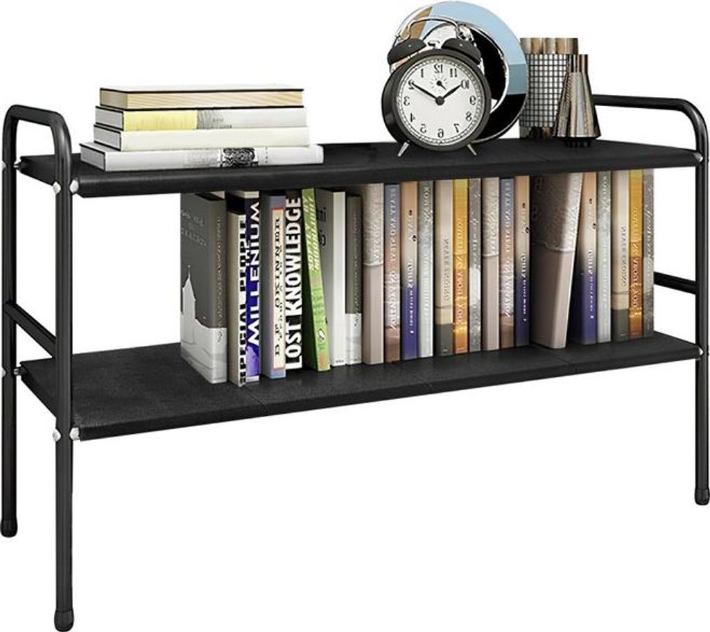 Regal Somer, schwarz, 2 Fächer, verstellbare Breite 50-90x25x50 cm