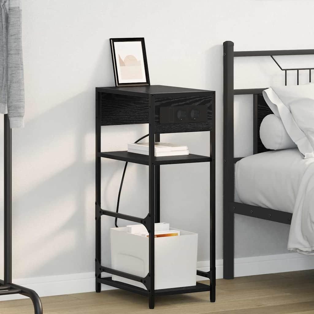 Maison Exclusive - Nachttisch Schwarz Eichen-Optik 40 x 27 x 76 cm Holzwerkstoff